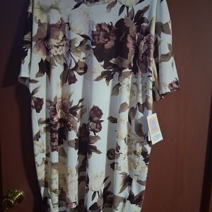 LuLaRoe White and Brown Floral Shirt